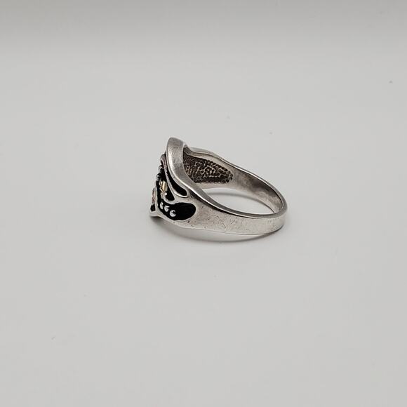 Black Hills Gold Sterling Silver 12K Grape Leaves Floral Band Ring Size 6.5 - Picture 5 of 12